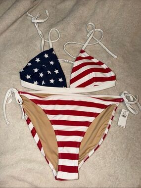 Old Navy Red, White & Blue Stars & Stripes Tie Bikini